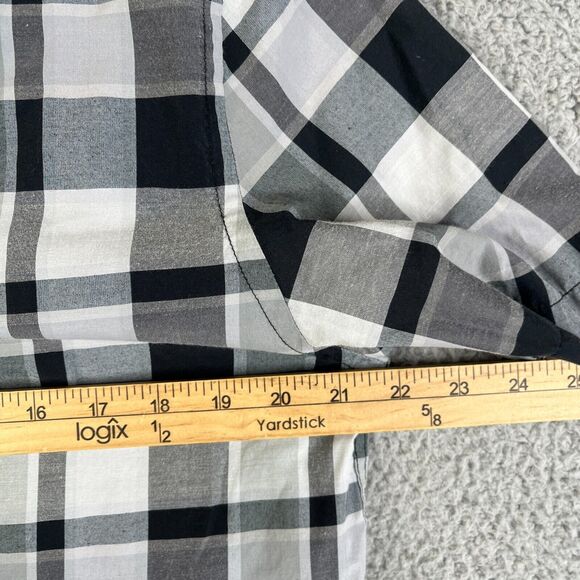Hurley Shirt Men Medium Black Gray Plaid Button Casual Flap Pocket Surfer Skater - Picture 4 of 10